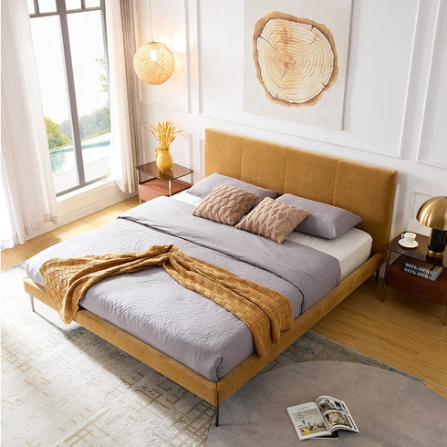 Bae Cotton Linen Fabric Modern Simple Bed Frame